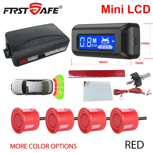 Imagen 2 del producto FirstSafe-Kit de Sensor de aparcamiento para coche, Mini pantalla LCD con 22mm, 4 sensores, sistema de detección de Radar Universal para todos los coches