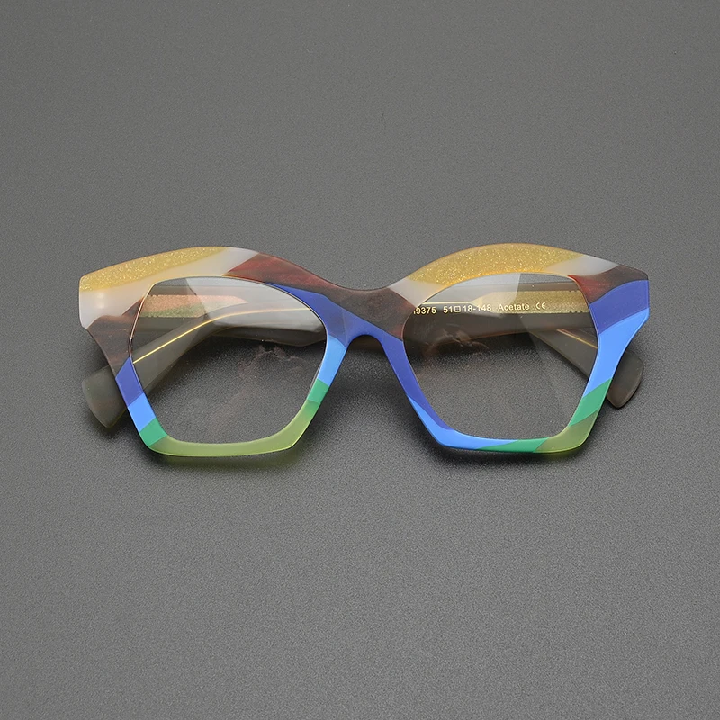 High quality frosted patchwork color glasses frame literary cat eye square frame personality niche fashion casual optical glasse