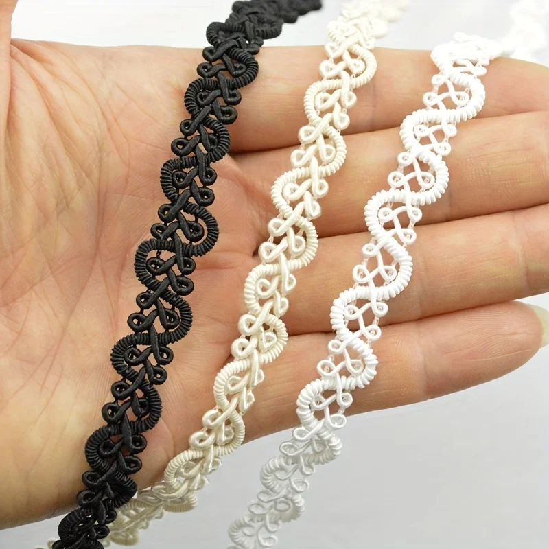 3m/118in Each pack white black lace trims curve sewing accessory Wedding Handmade DIY craft fabric ribbons Gifts Decorations