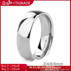 Tigrade Pure Titanium Ring Silver Color Polished 2/4/6/8/10mm Classic Engagement Ring For Male Female Wedding Bands Anti-Allergy