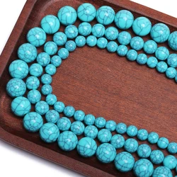 6-16mm 50-5Pcs Resin Imitation Turquoise Loose Round Beads DIY for Jewelry Making Handwork Bracelet Necklace Accessories