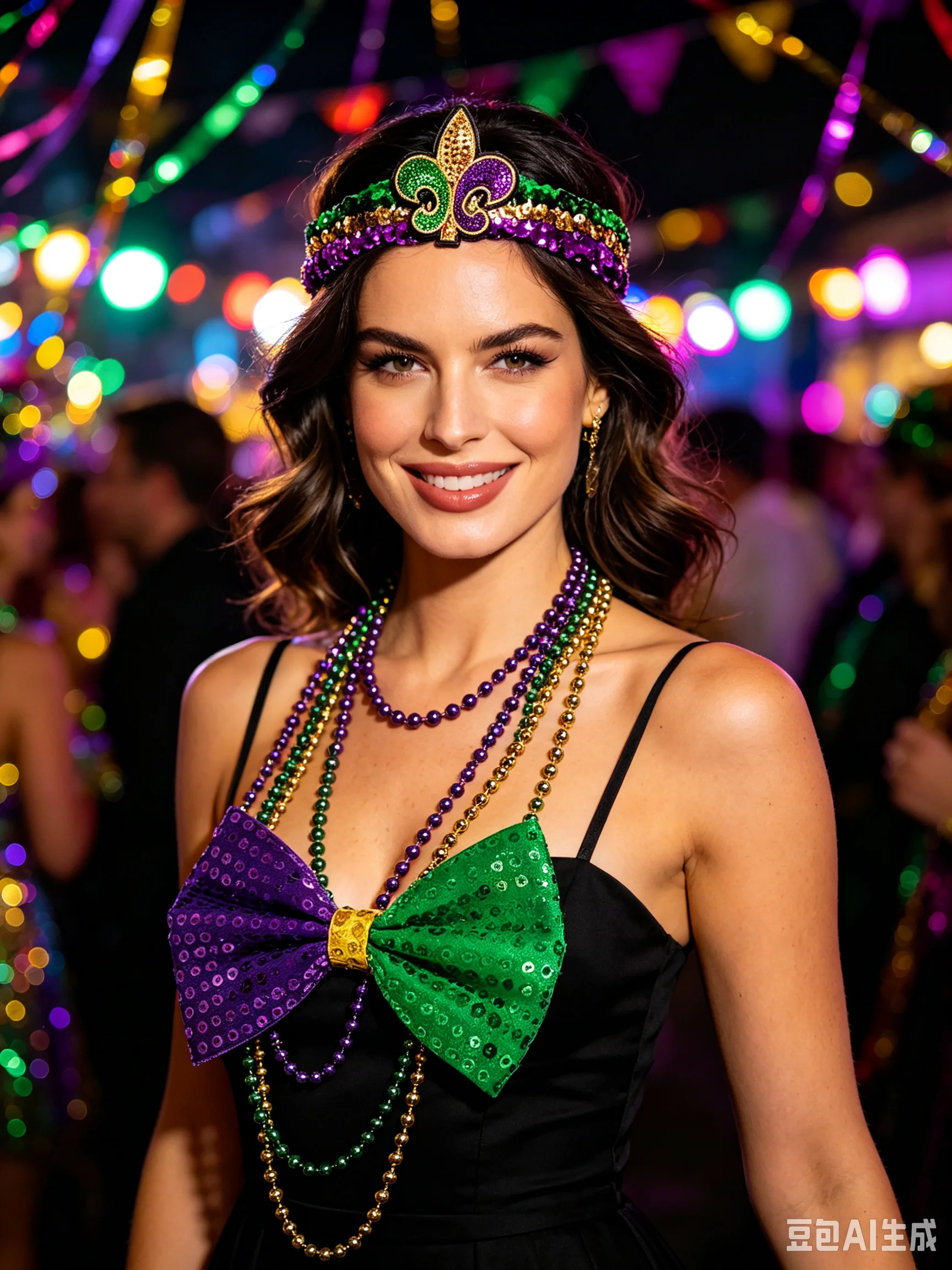 Carnival Sequin Hat Bead Chain Sequin Mask Set Socks New Orleans Outfit