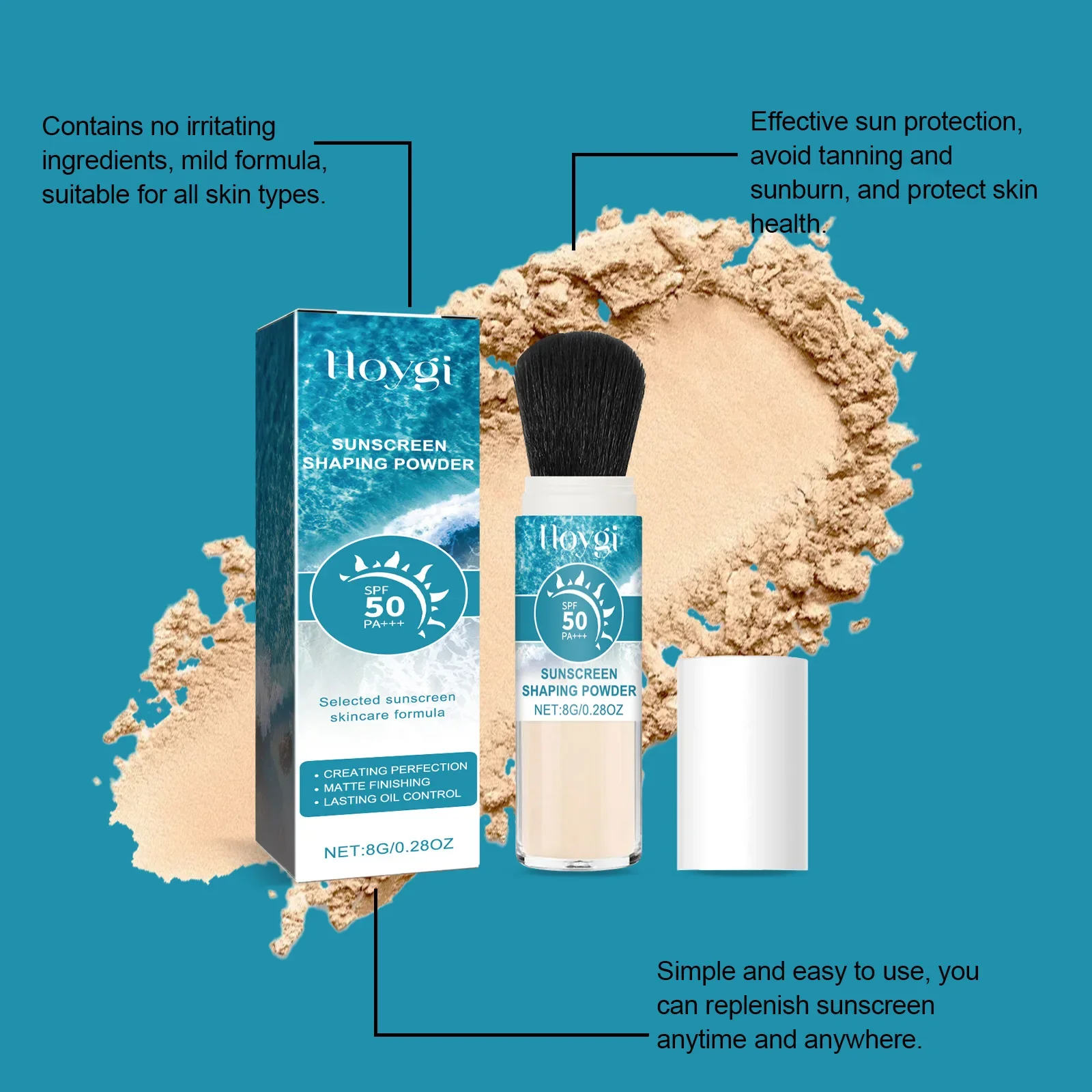 8g Spf 50 zonnebrandcrème los poeder Sunblock huidbeschermende waterdichte onzichtbare poriën Solar Blocker fleuren oliecontrole make-up