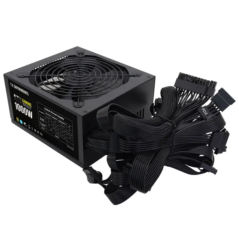 T.F.SKYWINDINTL พาวเวอร์พีซี 1000w PSU 12V Professional E-Sports PSU 20 +4 พิน 1000W สำหรับพัดลมเงียบเกมคอมพิวเตอร์แหล่งจ่ายไฟ