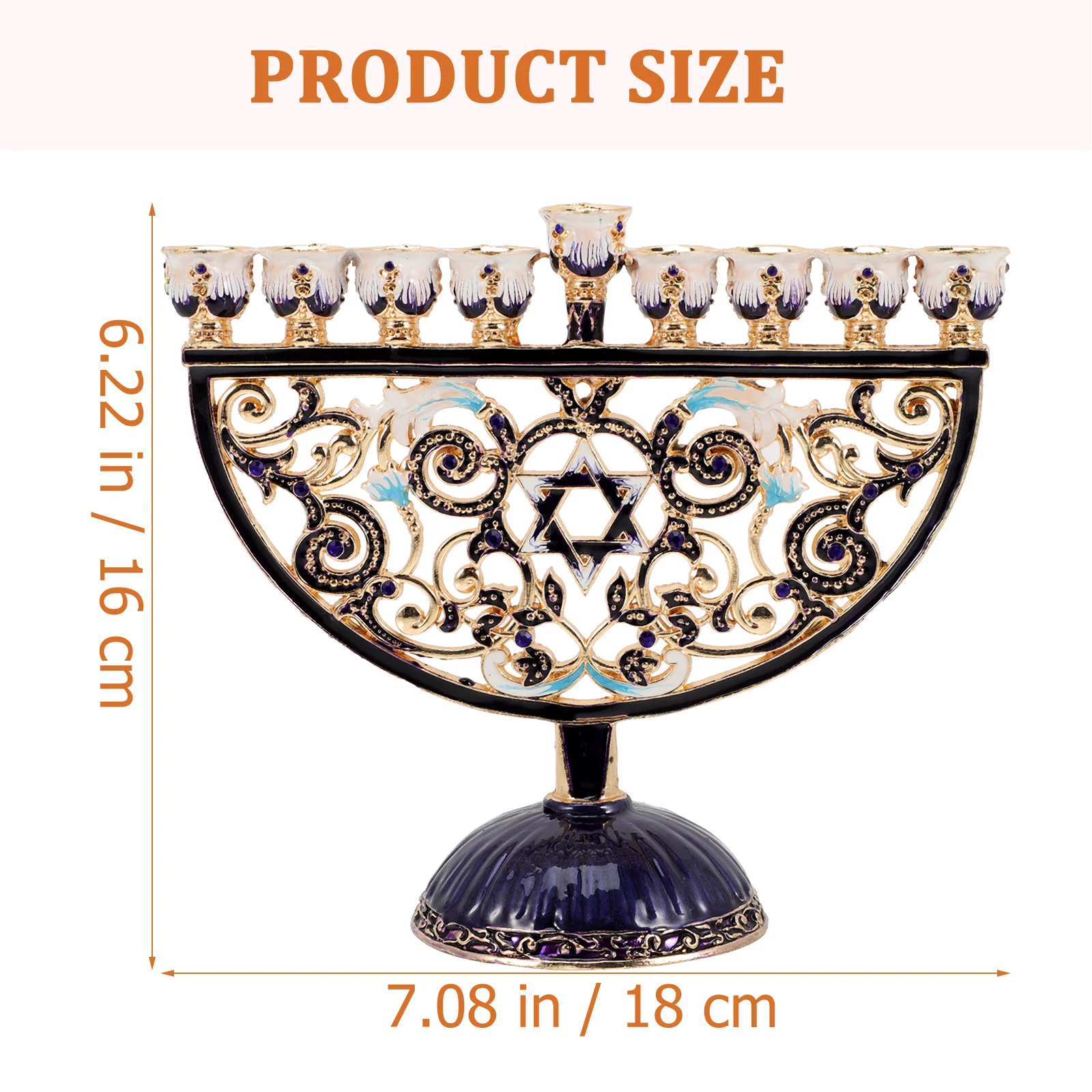 حامل شمعدان ذو تسعة رؤوس، حامل الشمعدان التقليدي هانوكا المعدني الأسود الحديث للعام اليهودي الجديد، حامل صغير لطيف