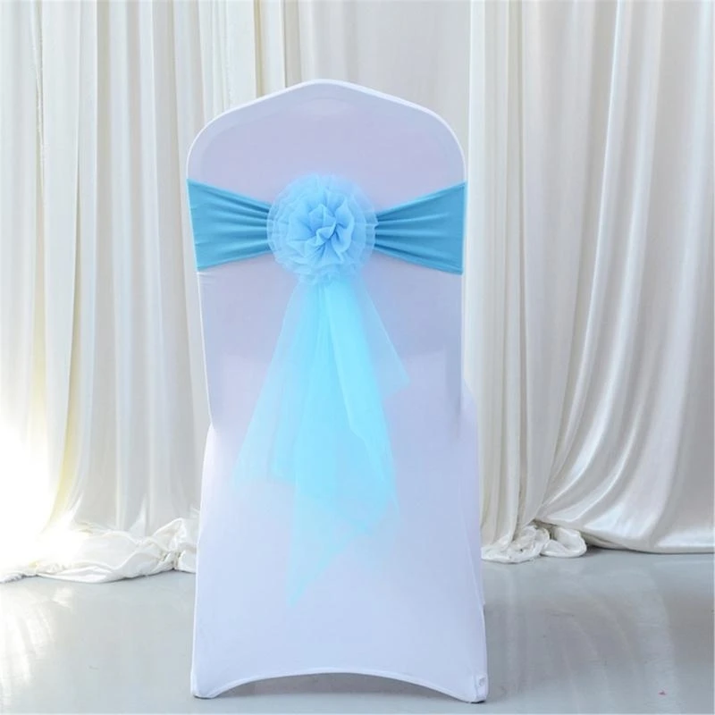  Spandex Chair Sashes Bows for Banquet Ceremony, Easy to Install Stretch Fabric