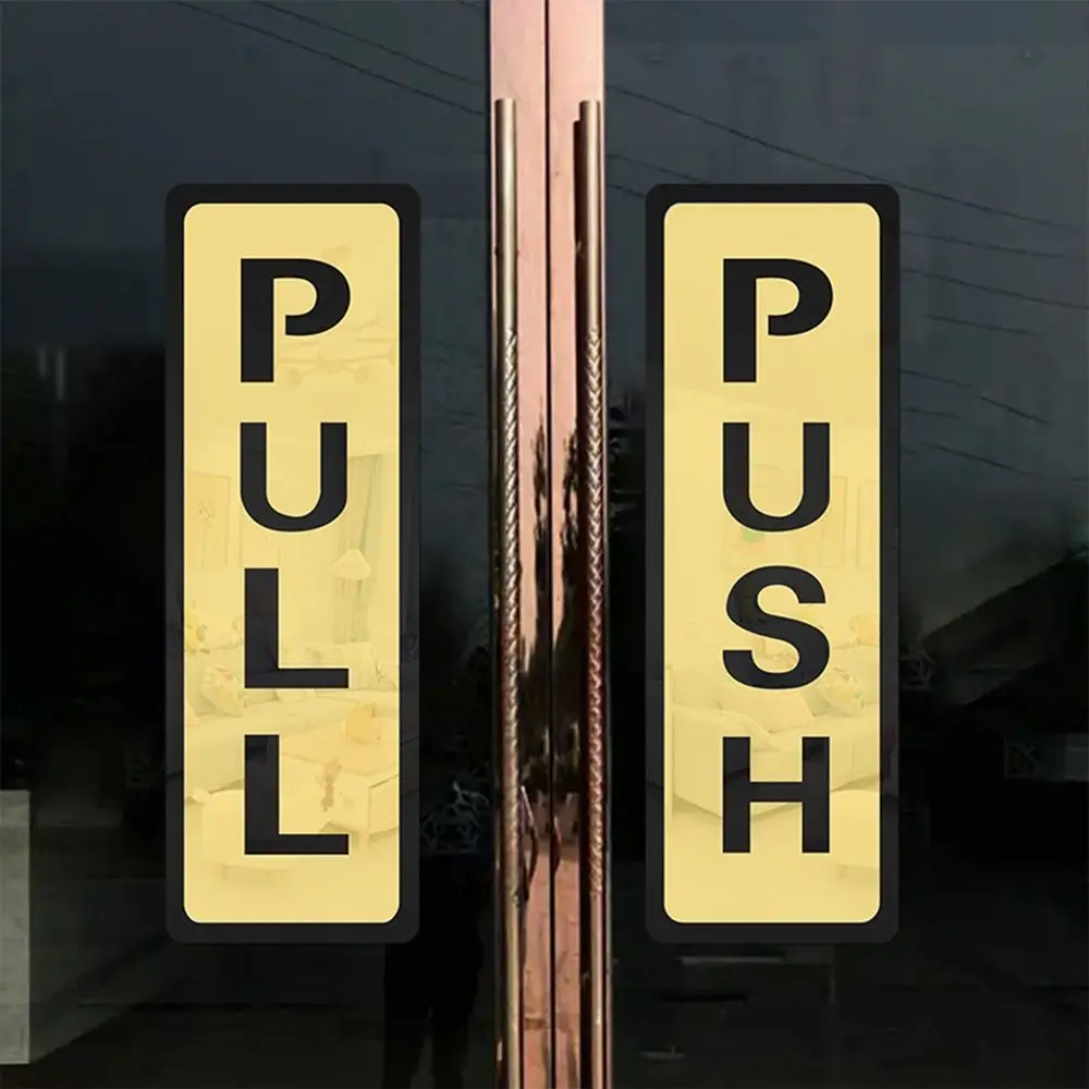 Acrylic Push Pull Sign Sticker Push & Pull 3D Window Door Sticker Self-adhesive Door Sign Sliding Door Sticker Business Entrance
