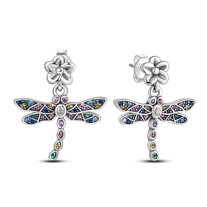 

Original Earrings For Women 925 Silver Plate Delicate Colorful Zircon Butterfly Earrings Silver Fashion Birthday Wedding Jewelry