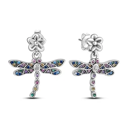 Original Earrings For Women 925 Silver Plate Delicate Colorful Zircon Butterfly Earrings Silver Fashion Birthday Wedding Jewelry