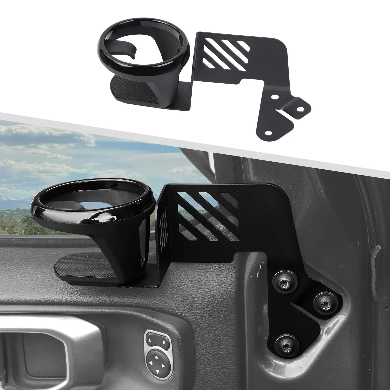 

Upgraded Black Door-Mounted Cup Holder For 2018–2025 2/4-Door SUVs And 2020–2025 Pickup Trucks, Driver Side Installation