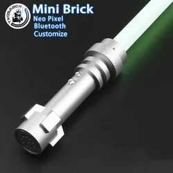 TXQSABER Mini Brick Heavy Dueling Neo Pixel Lightsaber RGB Smooth Swing Metal Hilt Light Saber with Led Blade Jedi Laser Sword