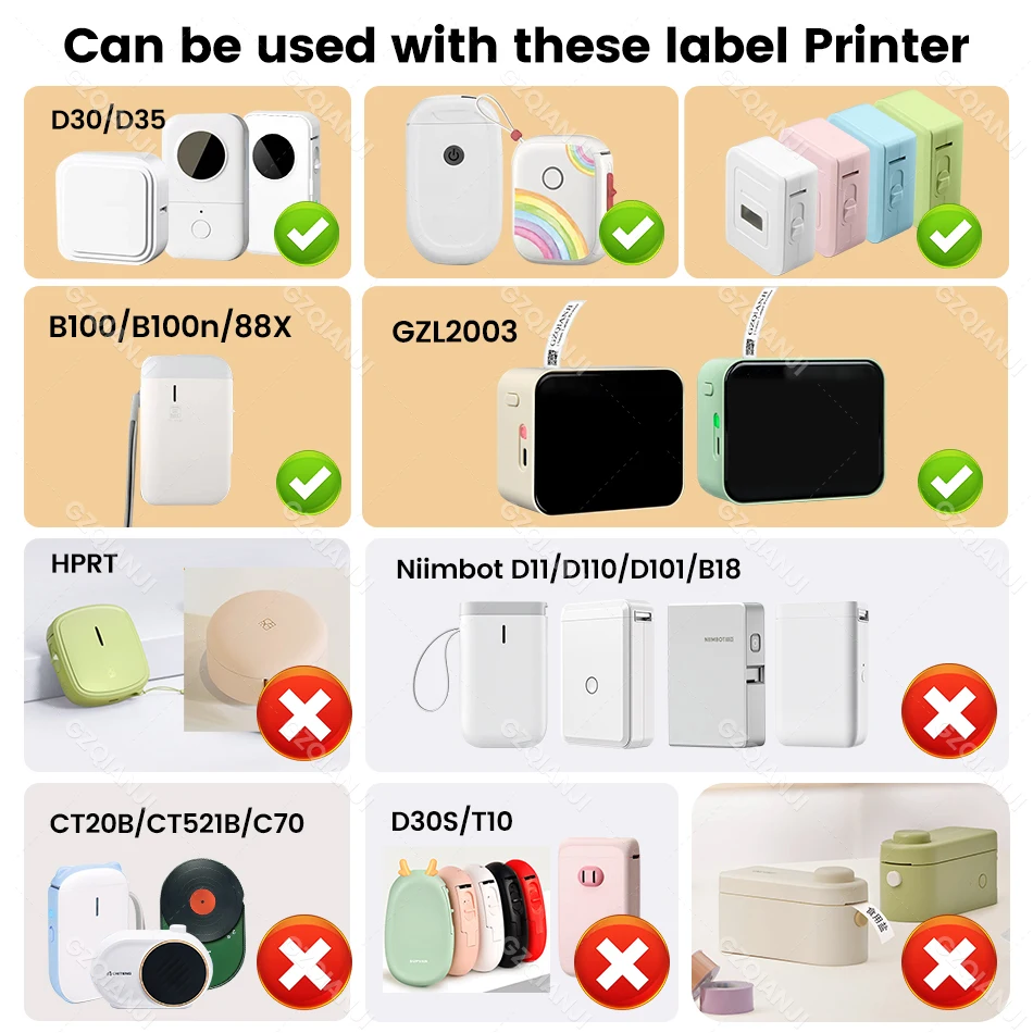 GZQIANJI Thermal Labels Papel Colorful Adhesive Sticker Square Printable Adhesive Paper Roll Transparents For Mini Printer Use