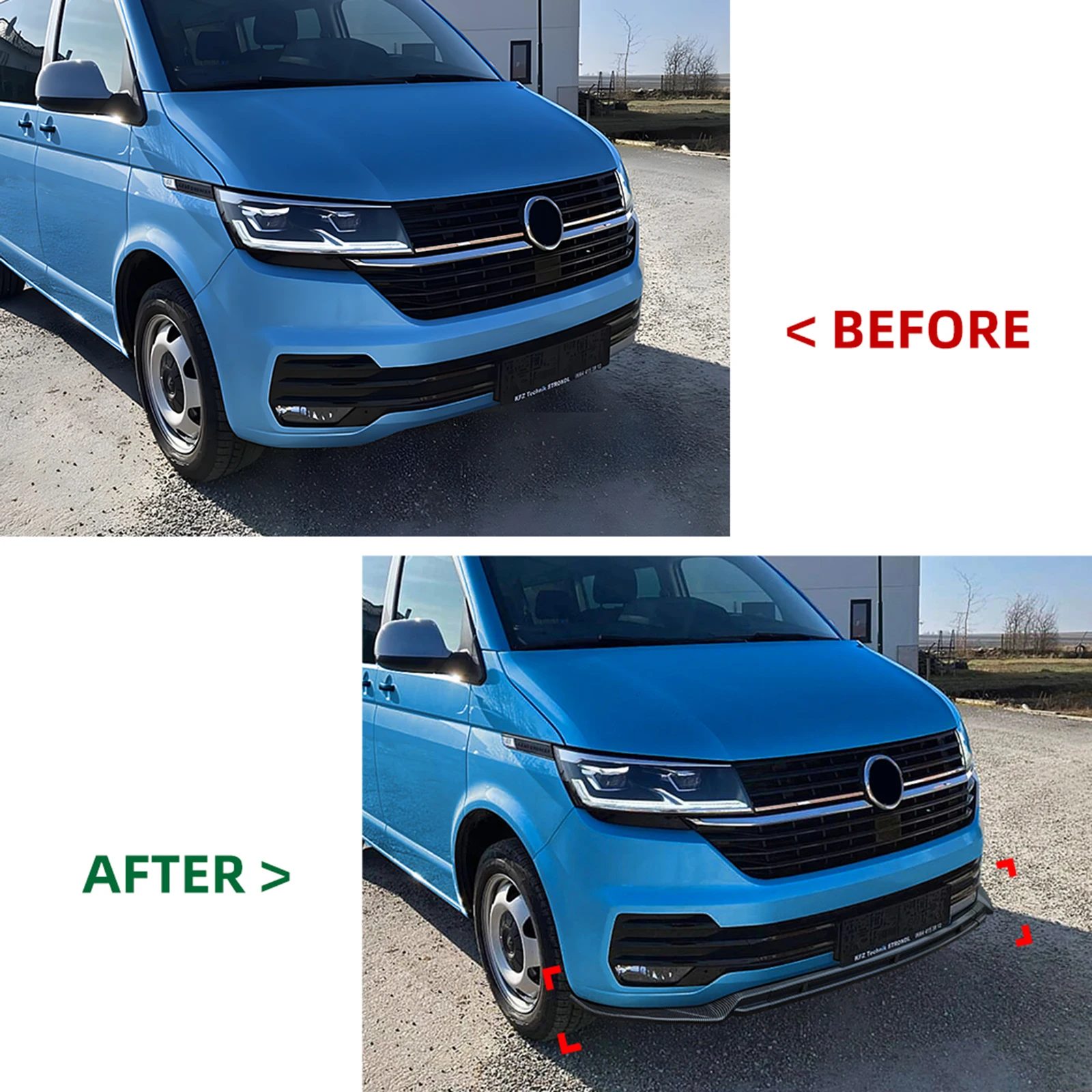 

For Volkswagen Transporter Multivan T6.1 2020-2024 Front Bumper Spoiler Lip Splitter Lower Shovel Guard Surround Trim Protector