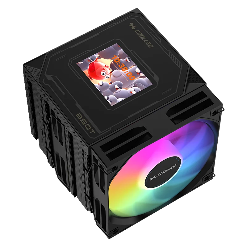 COOLLEO B60T Black PC Case Fan 12V Fluid Bearing 74.9CFM Copper Aluminum Heatsink