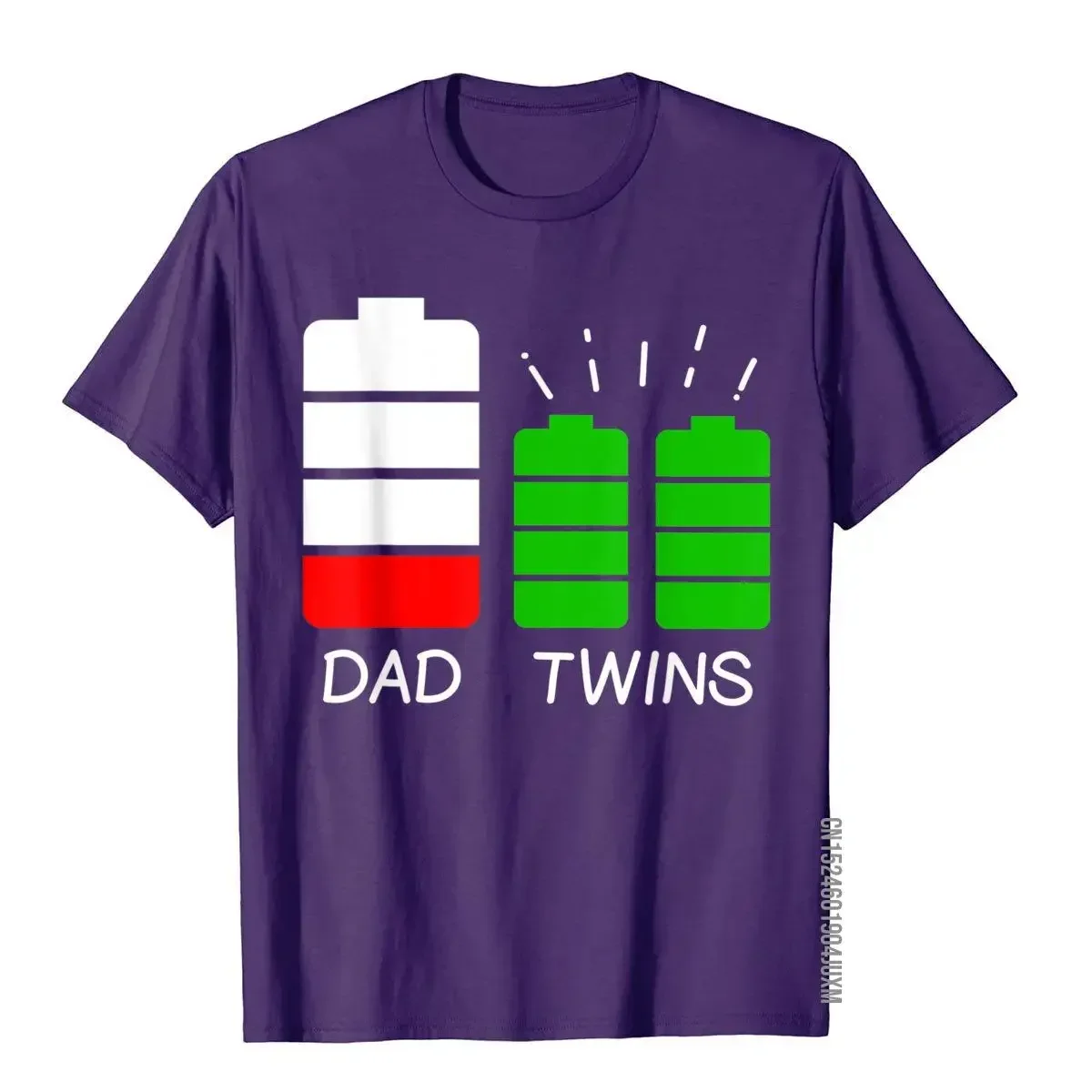 Funny Tired Dad Of Twins Low Battery T-Shirt Holiday T Shirts For Men Cotton Tops & Tees Gift Prevailing