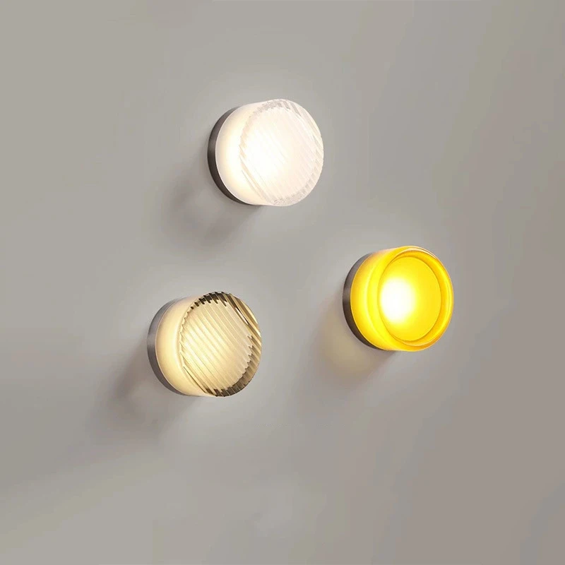 Modern Round Glass Wall Lamps LED Acrylic Corridor Aisle Lamp Minimalist Home Decor Living Room Porch Bedroom Bedside Wall Light view 3