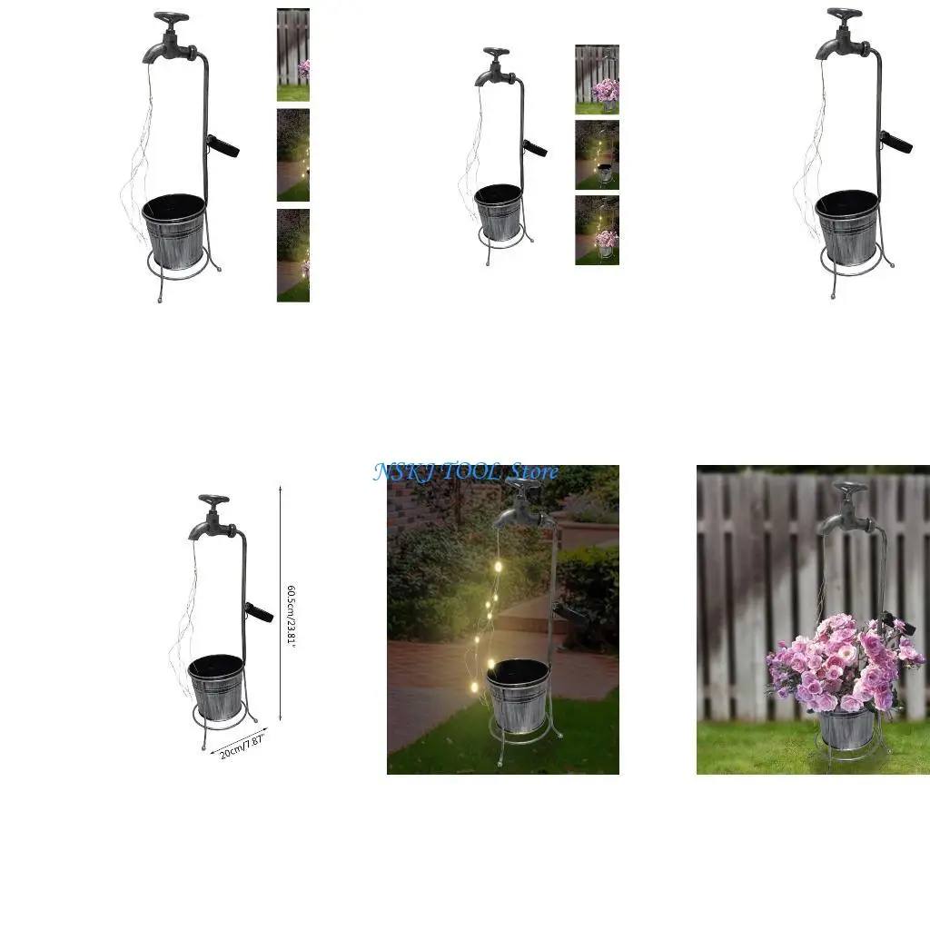 

L8RC Solar Powered Watering Can Fairy LED Strands Light Water Faucet Planter Lamp Outdoor Lawn Garden Art Decoration