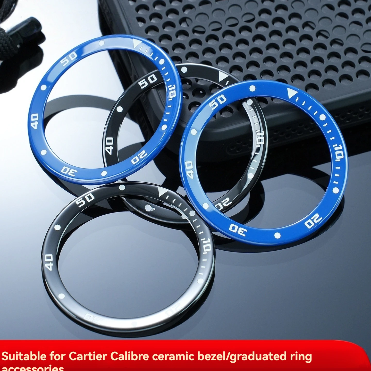 For Cartier Calibur Series W7100056 Ceramic Ring Watch Ring Digital Scale Ring Outer Ring Clock Accessories Outer Diameter 41mm