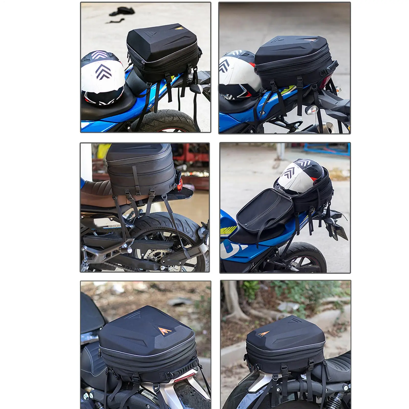 Motorcycle Seat Bag 20L-28L Expandable Hard Shell Backpack Waterproof Motorcycle Helmet Bag For Motorbike Scooter Dirt Bike