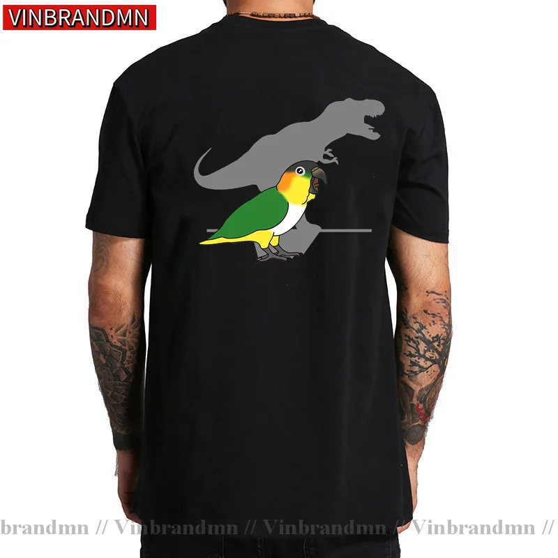 T-rex Black Headed Caique T-Shirt Funny Bird Memes T Shirt Dinosaur Harajuku Gothic Men Tshirt Ullzang Streetwear Tops Tee Shirt