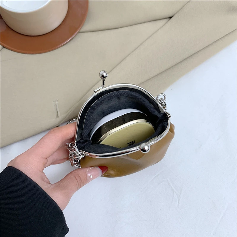 LEFTSIDE Y2K Chinese Style Mini Silver PU Leather Design Crossbody Bags for Women 2023 Winter Korean Fashion Handbags and Purses