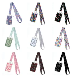 100 Styles Love marble pattern Holder Keychains Neck Lanyard Pass Card Anime Credit Card Holder Keychain Straps Wholesale