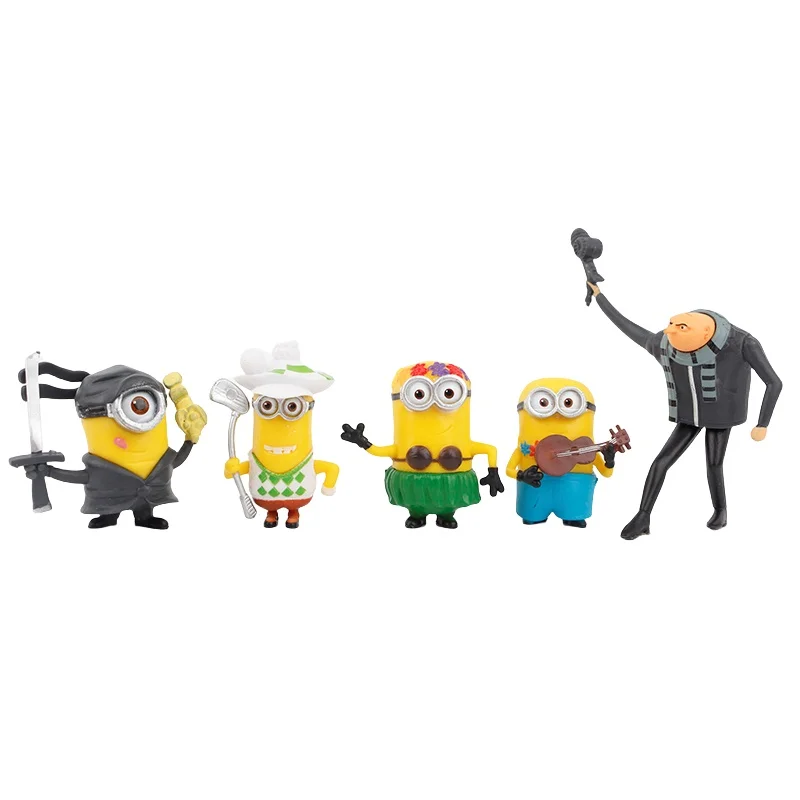 Capsule toys 10Pcs/Set Miniones Kevin Bob Gru 3D Eye Despicable Miniones with weapon Action Figures Toys for kids Xmas Gifts