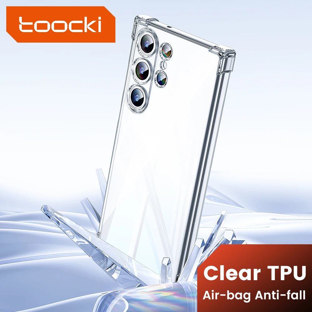 Toocki Clear Phone Case For Samsung Galaxy S24 S23 S22 S21 Ultra A53 A54 Transparent TPU Soft Shockproof Protective Cover Case