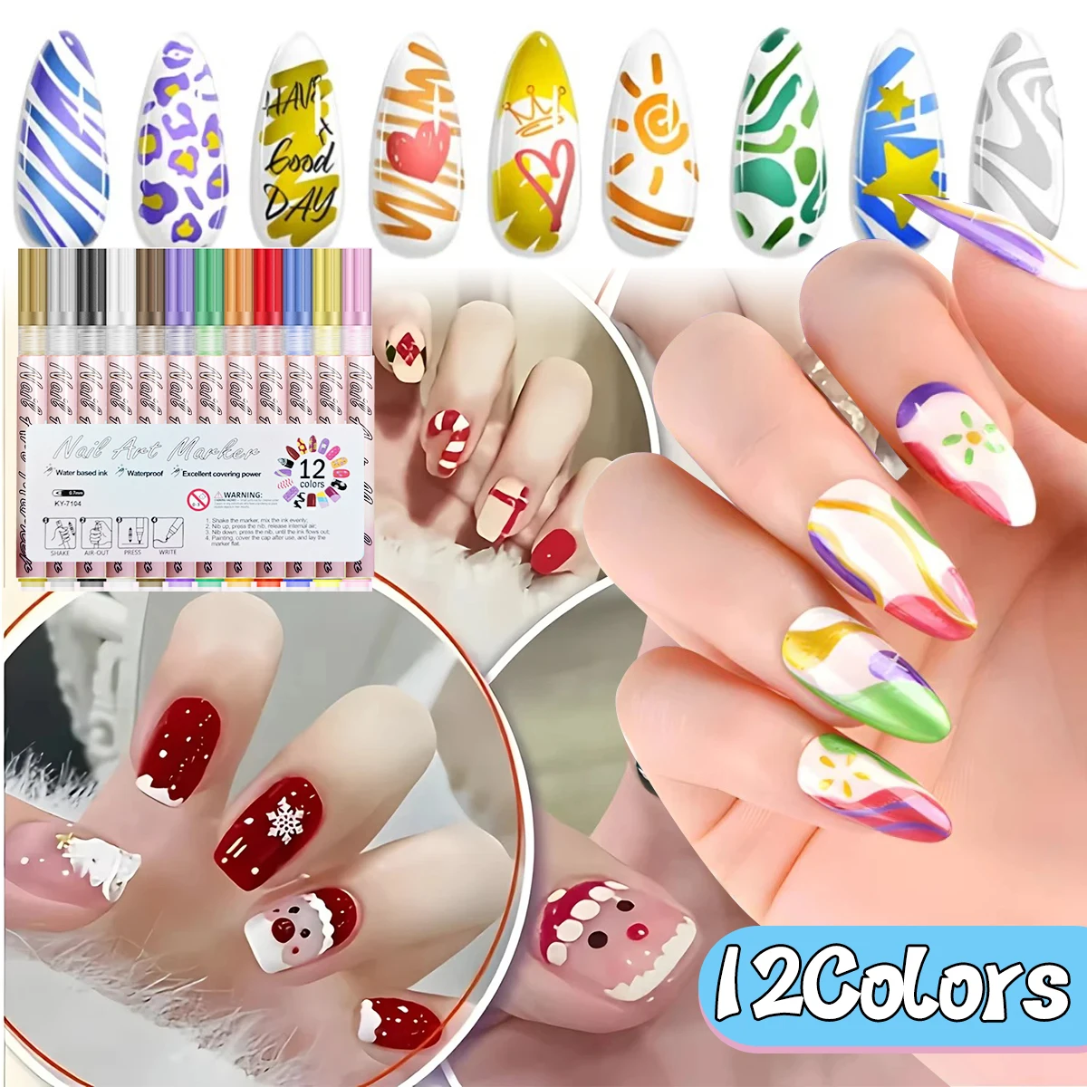 

12 шт./компл., ручка для дизайна ногтей, граффити, маркер для ногтей, рисунок, абстрактные линии, тонкие детали, цветочный дизайн, водонепроницаемые инструменты для рисования ногтей