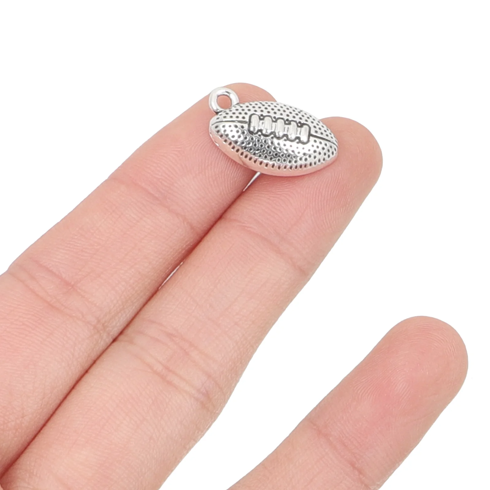

50 Pcs Rugby Pendant Decorative Effect Reflective Football Charm Decorate Pendants Necklace Alloy for Bracelet Theme Charms