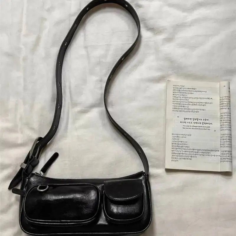 Bloom Retro Coffee Shoulder Wallet Women Vintage Leather Pocket Chic Casual Handbag Female High Street Crossbody Bags New