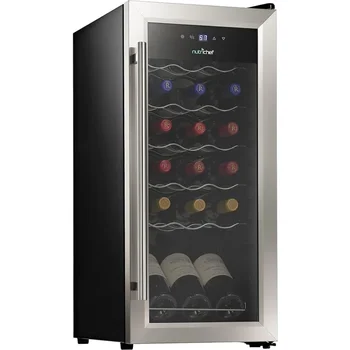 NutriChef 18 Bottle Compressor Wine Cooler Refrigerator | Large Freestanding Wine Cellar For Red, White