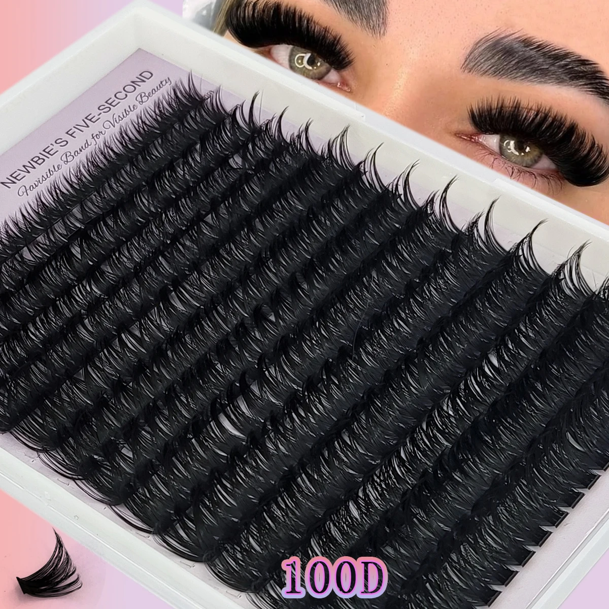HBZGTLAD 14 Reihen Einzelwimpern Natürliche Russische Volumen-Nerzwimpern 100-200D Cluster Wimpernverlängerung Make-up Wimpern – Detail 8