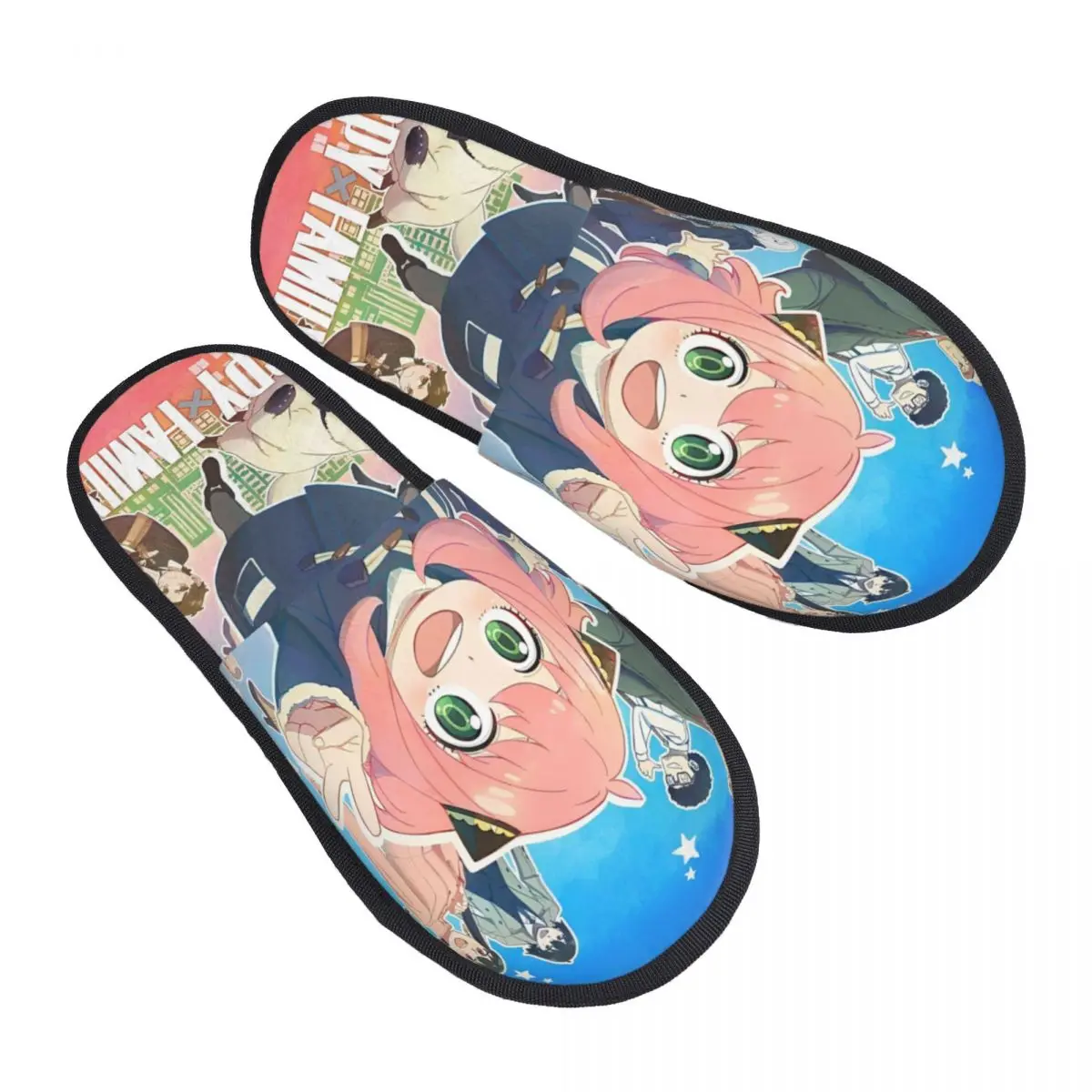 Winter Furry Slippers Spy X Family Anya Forger Funny Cute Merch Household Fur Slides Slippers Bedroom Anime Cozy Non-slip Slides