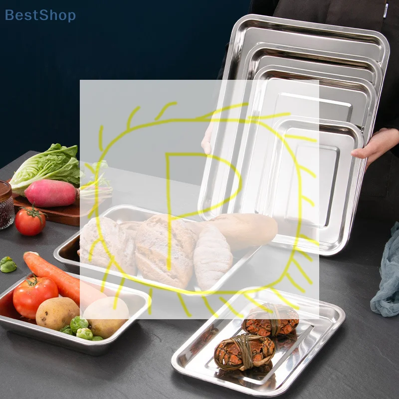 (●'◡'●)%(●'◡'●)Stainless Steel Rectangular BBQ And Serving Tray In Various Sizes