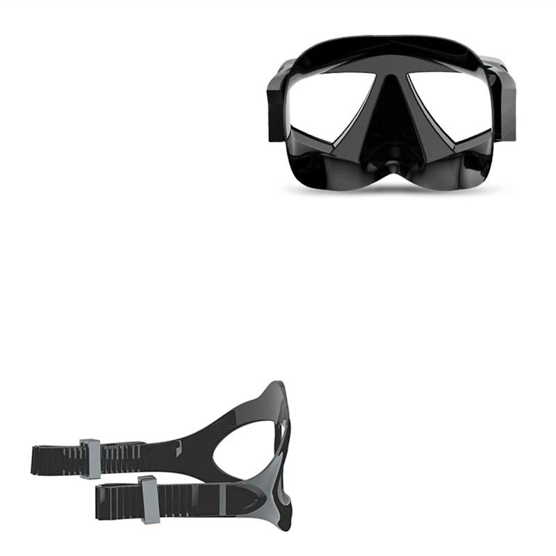 1 Piece Free Diving Silicone Diving Goggles Adult Swimming Nose Protection Eye Protection Outdoor Sports Goods Black