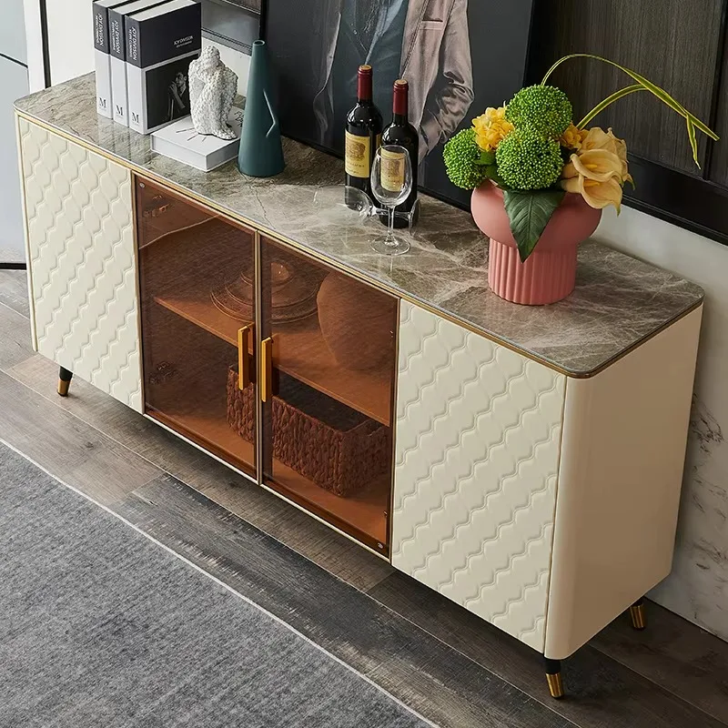 The dining side cabinet is light and luxurious