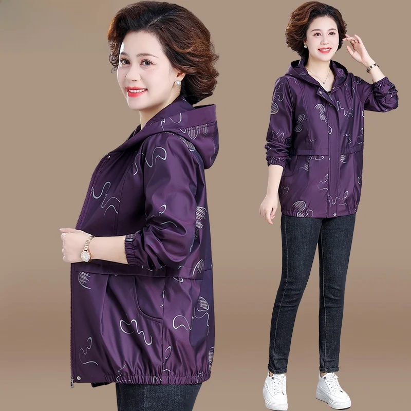 

Модное осеннее пальто для женщин среднего возраста 40-49 лет, элегантная женская ветровка на весну-осень, высокое качество, полиэстер.