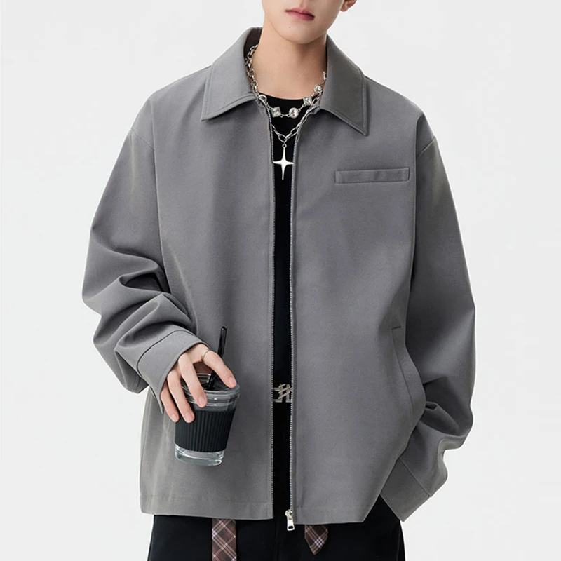 

Новая зимняя мужская куртка, легкая деловая повседневная универсальная двусторонняя куртка с воротником, винтажное молодежное мужское пальто большого размера, верхняя одежда