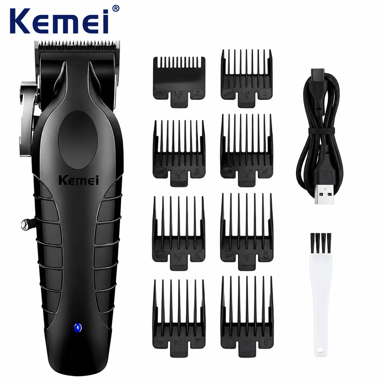 Kemei KM-2296 Men's Adjustable Body Hair Trimmer, Rechargeable Lithium Battery USB Wireless Electric Shaver