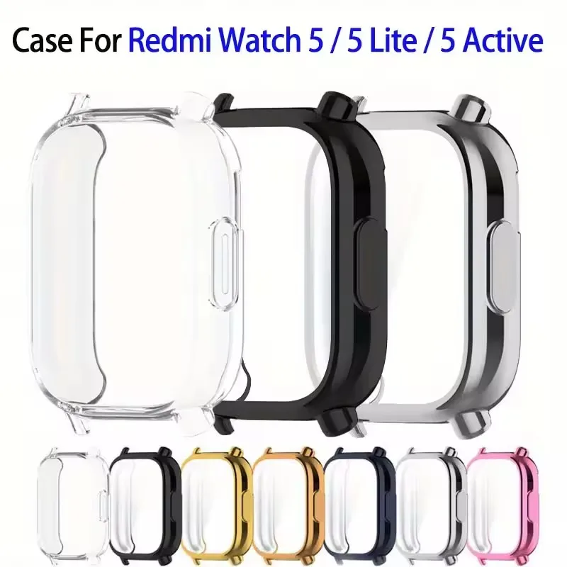 Case for Xiaomi Redmi Watch 5/5 Active/5Lite Screen Protector Case Soft TPU All-Around Protective Bumper Cover Shell Accessories