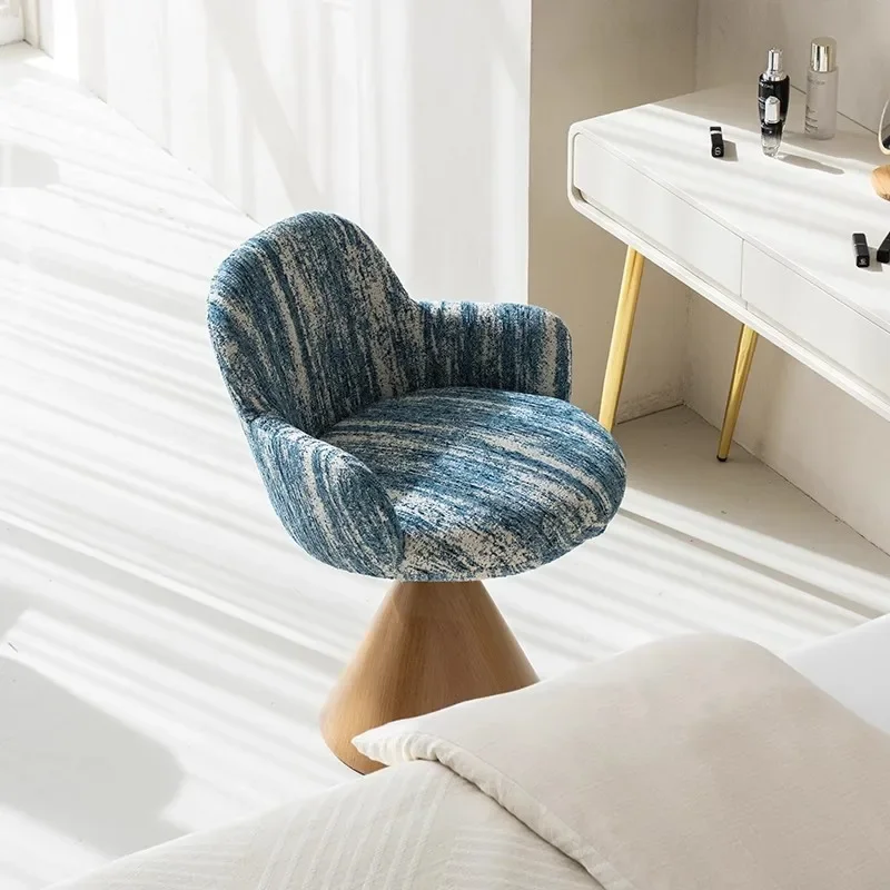 Wabi Sandy Wind Antique Dressing Stool Simple Designer Rotatable Single Chair Bedroom Light Luxury Premium Makeup Stool