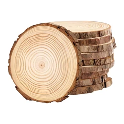 2pcs 10-12cm Natural Wood Slices with Tree Barks, Unfinished Pine Wood Circle for DIY Craft Table Coaster Rustic Wedding Decor