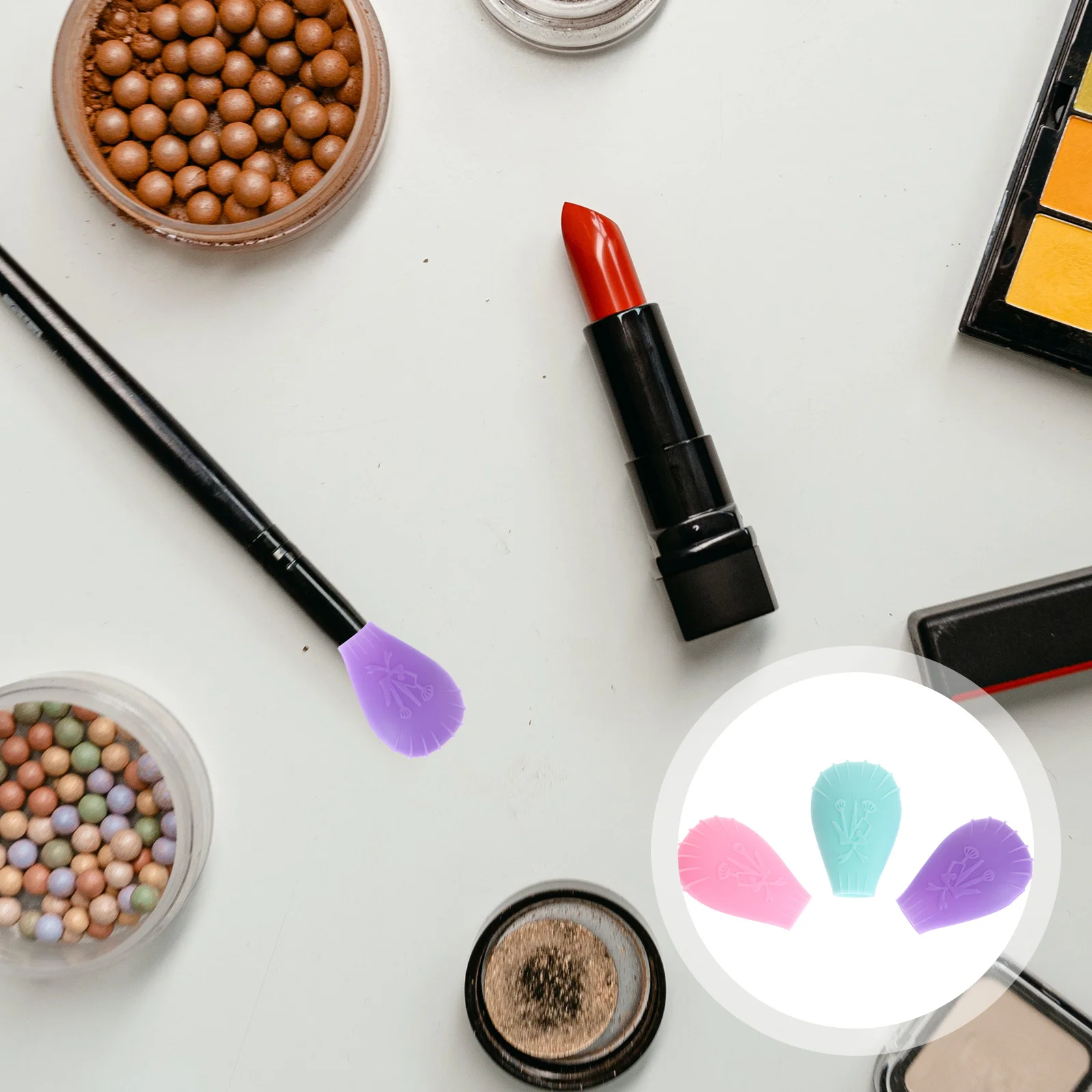 

3Pcs Makeup Brush Protective Covers Silicone Travel Brush Head Caps for Eyeshadow Blush Foundation Brushes Makeup Silicone Cover