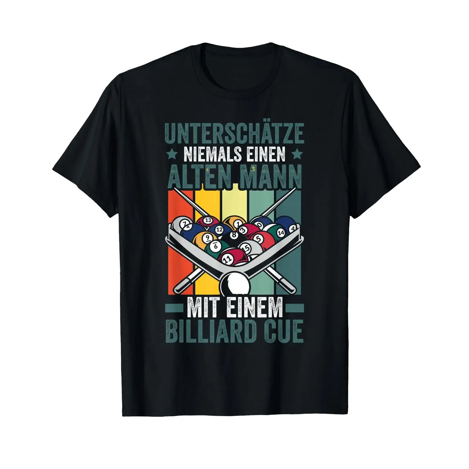 Billiards Funny Never Underestimate an Old Man T Shirt vintage Washed Breathable Versatile Stylish Casual Stretched graphic