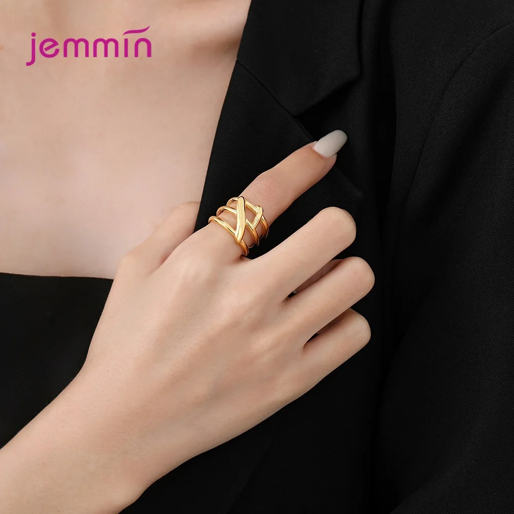 High Quality Silver/Gold Color Genuine 925 Sterling Silver Opening Rings For Women Girls Promise Ring Female Jewelry Wholesale