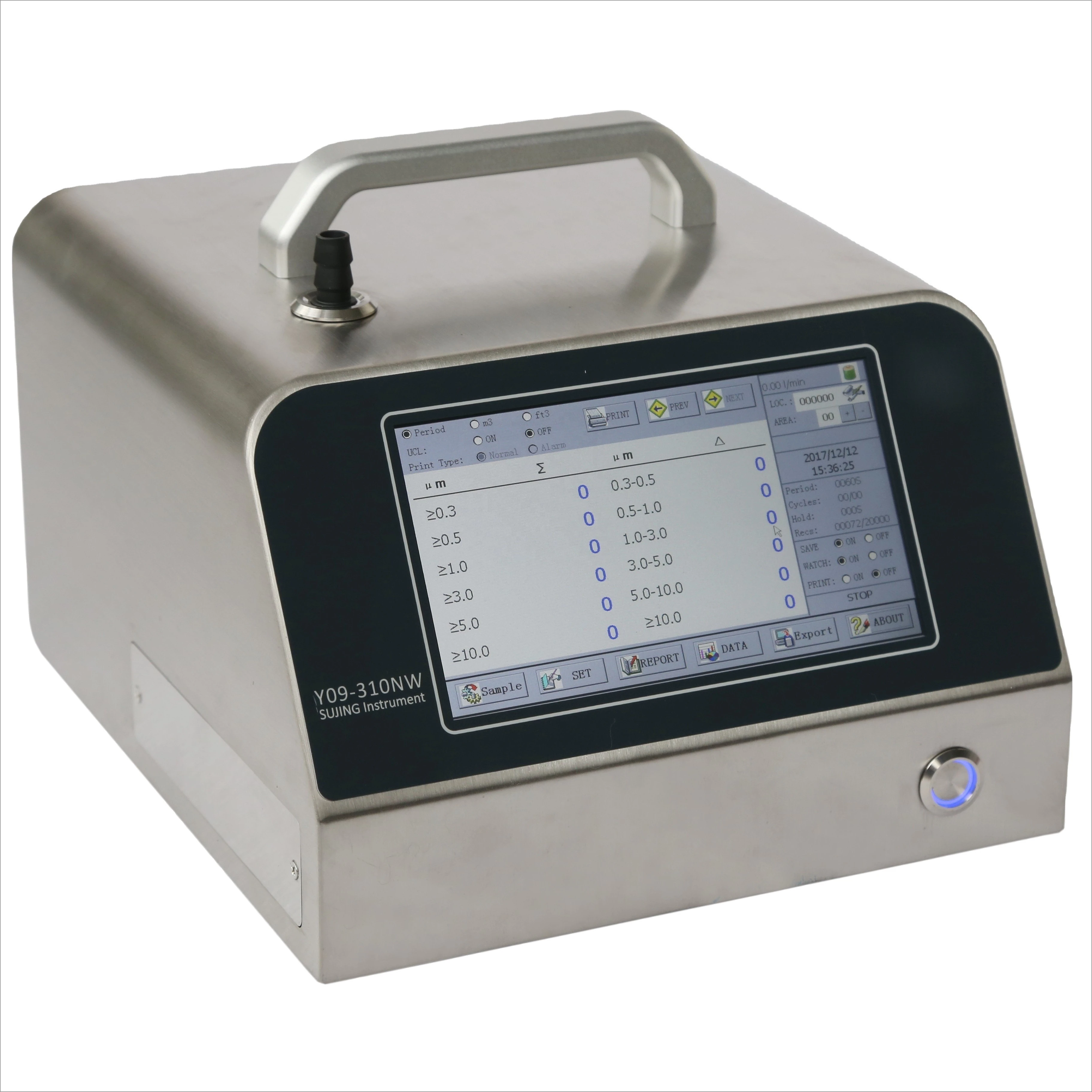 Y09-310NW Portable Particle Counter with 1 Cfm Flow Rate and 0.3-10 m Size Chan nels for Cleanroom Use