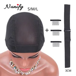 5 sztuk/zestaw Wig Making Tools Mesh czapka z peruką do robienia czapek z regulowaną peruką Band dla stałych peruk stalowa peruka grzebień klipy 6 zębów