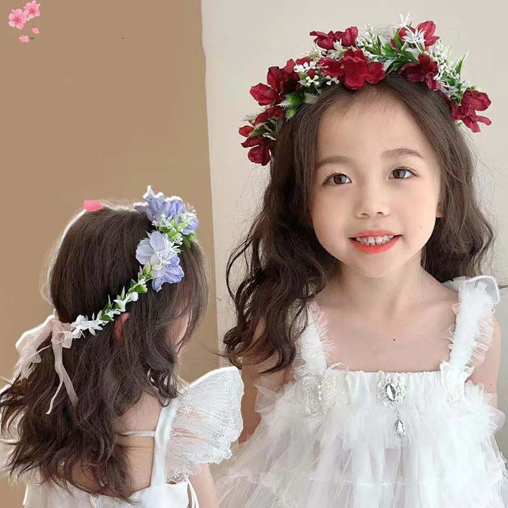 Bohemia Style Bride Garland Hair Ornaments Headwear Wreath Headband Adjustable Simulation Flower Wedding Headwear Bridal