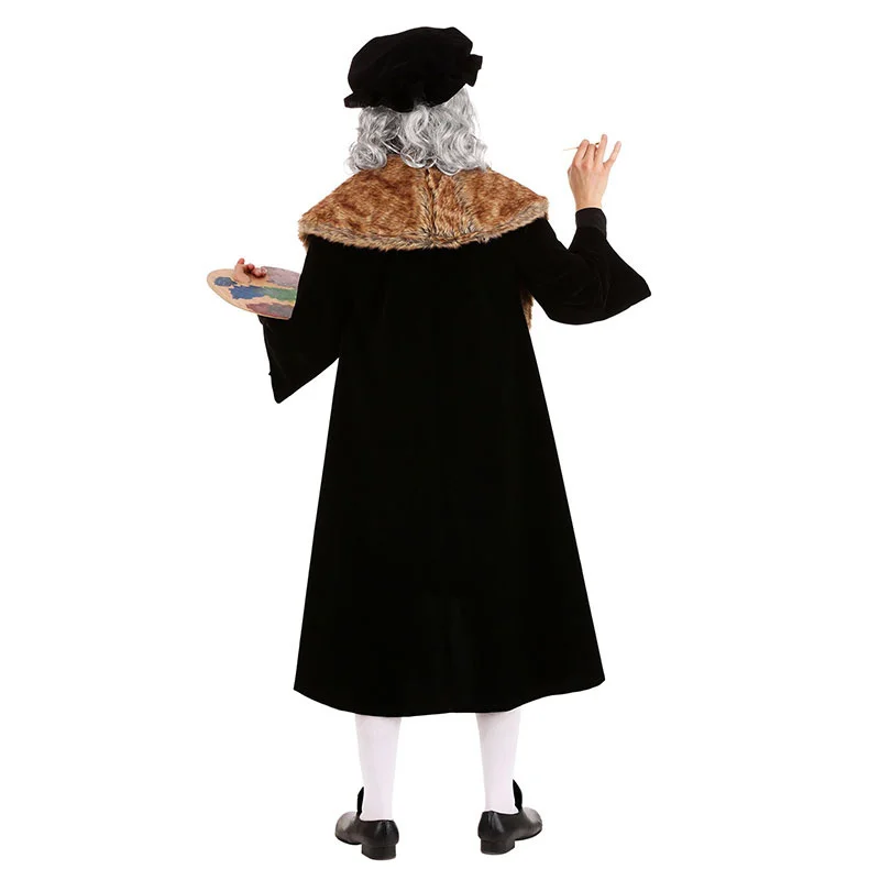 Halloween Cosplay Kostuum Schilder Outfits Toneelstuk Kleding Voor Kinderen Volwassen Beroemde Italiaanse Schilder Leonardo Da Vinci Kostuum